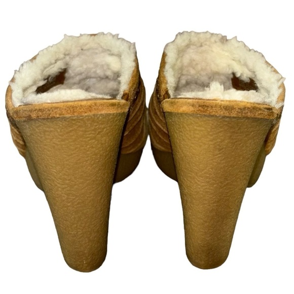 Cole Haan Sherpa Lined Suede Heeled Mules Clogs Women’s 7.5 Cozy Winter Hippie - Picture 6 of 16